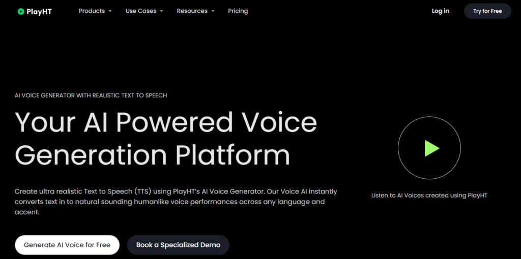 PlayHT - AI Powered Voice Generation Platform